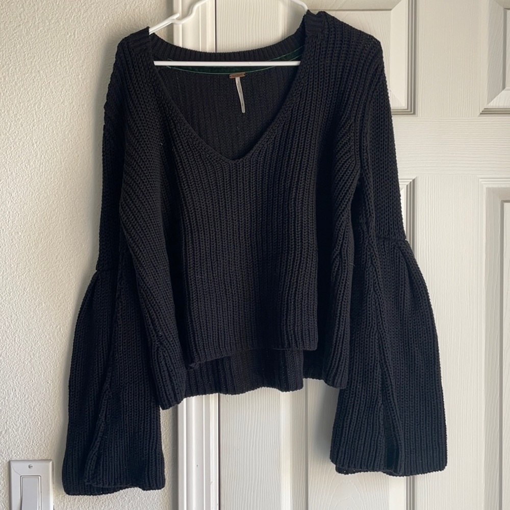 Free people black crop sweater